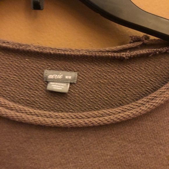 Aerie Twist Knot Cropped French Terry Sweatshirt Brown Medium - Picture 3 of 4